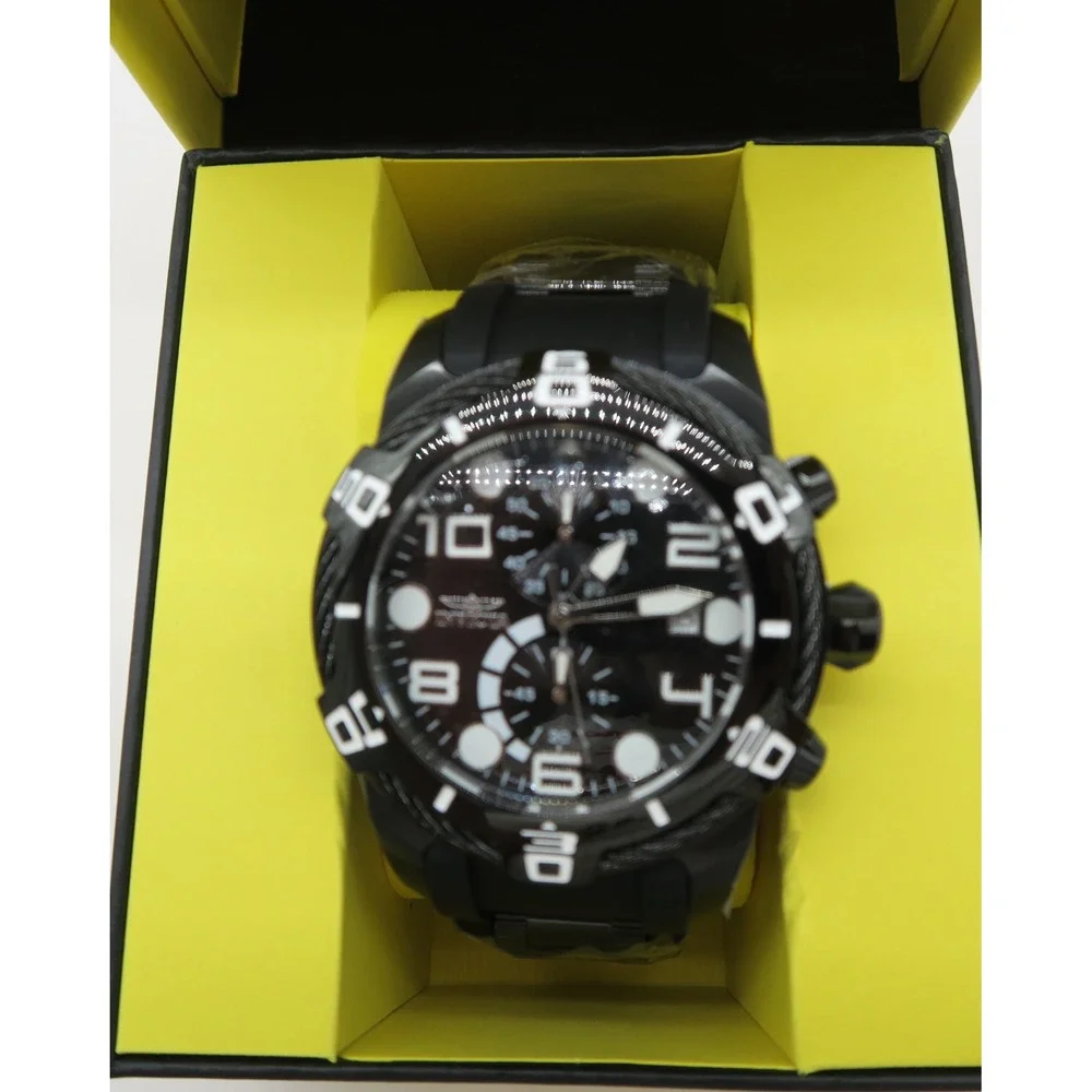 Invicta Bolt Tensile Mens Watch 50mm Black Chronograph Silicone Strap 234823